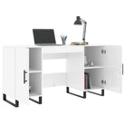 Bureau van bewerkt hout met hoogglans wit voor een elegante werkomgeving - Bureaus