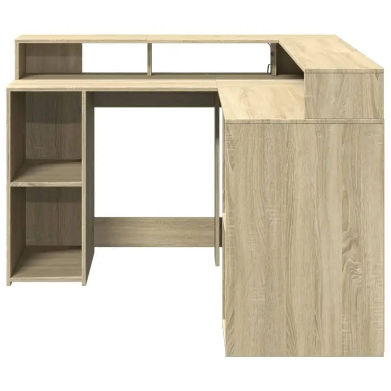 Bureau van bewerkt hout met opbergruimte en LED-verlichting - Bureaus