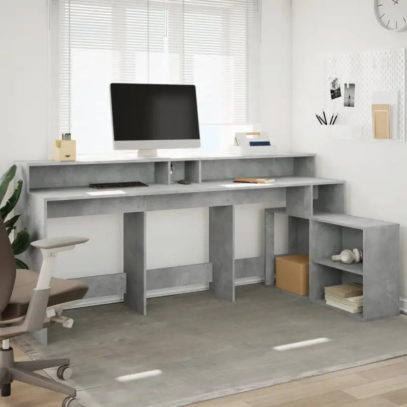 Bureau van bewerkt hout met opbergruimte en LED-verlichting - Bureaus
