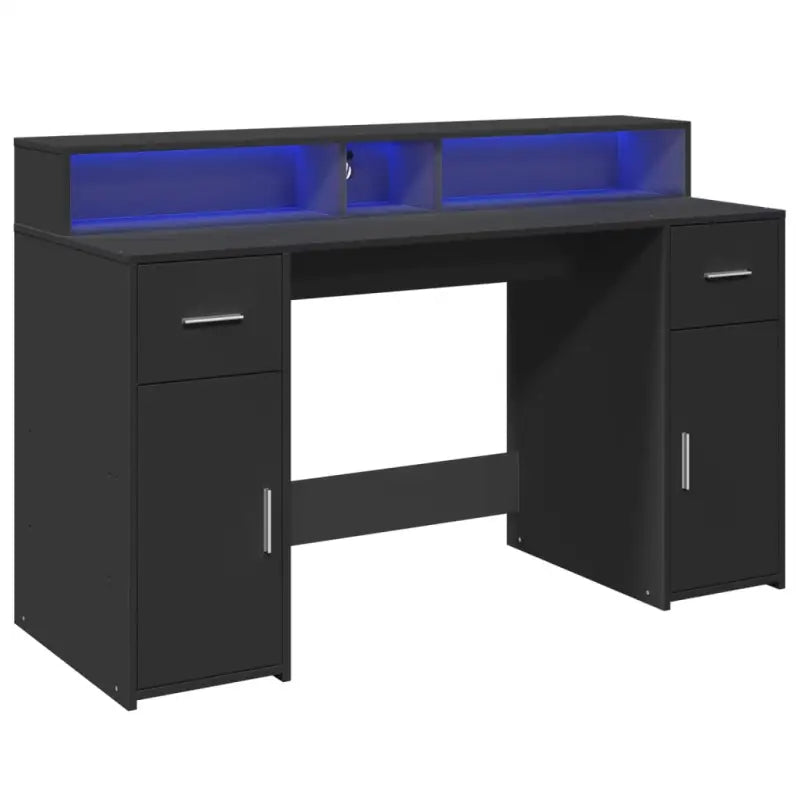 Bureau van bewerkt hout met opbergruimte en LED-verlichting - Bureaus