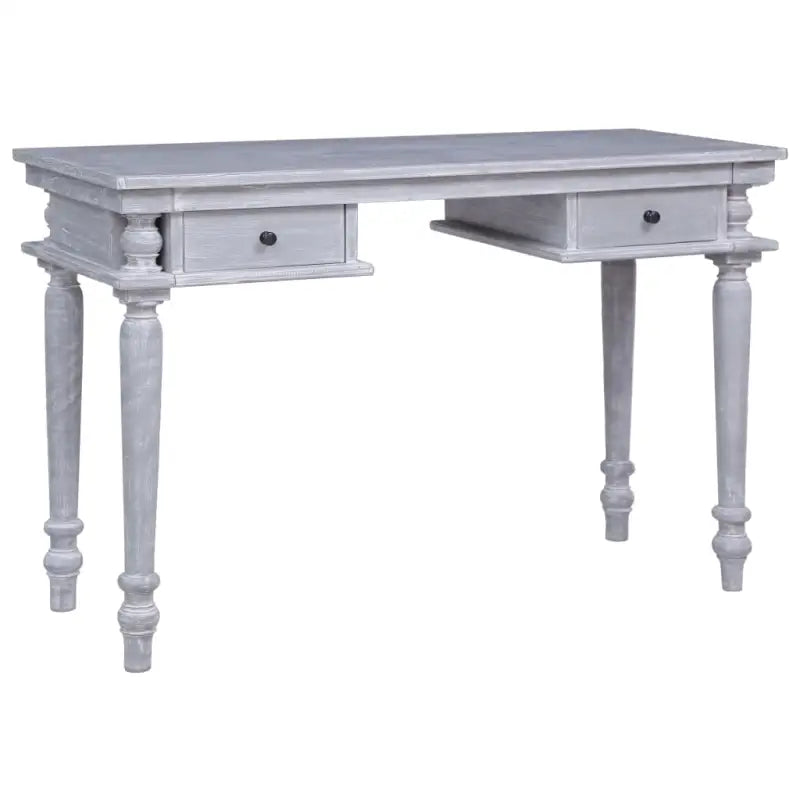 Bureau van massief mahoniehout met greywash afwerking voor een stijlvolle uitstraling - Grijs / 115 x 50 x 78 cm