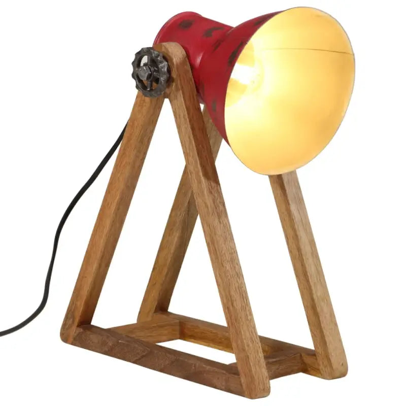 Bureaulamp met massief mangohout en e27 fitting in verweerd rood - Rood / 1 - Lampen