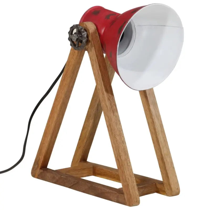 Bureaulamp met massief mangohout en e27 fitting in verweerd rood - Lampen