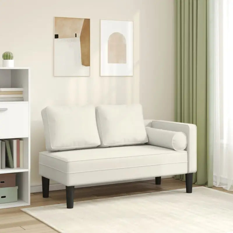 Chaise longue met fluwelen stof en comfortabele afmetingen kussen - Crème / 1 - Chaises longues