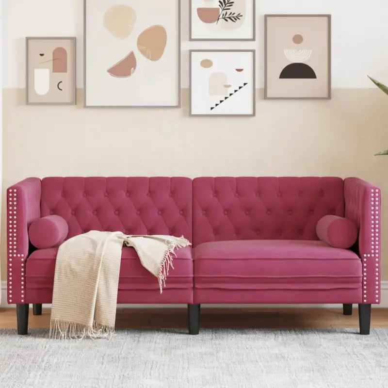 Chesterfield 2-zitsbank voor gezelligheid en comfort - Wijnrood / Tweezitsbank - Banken