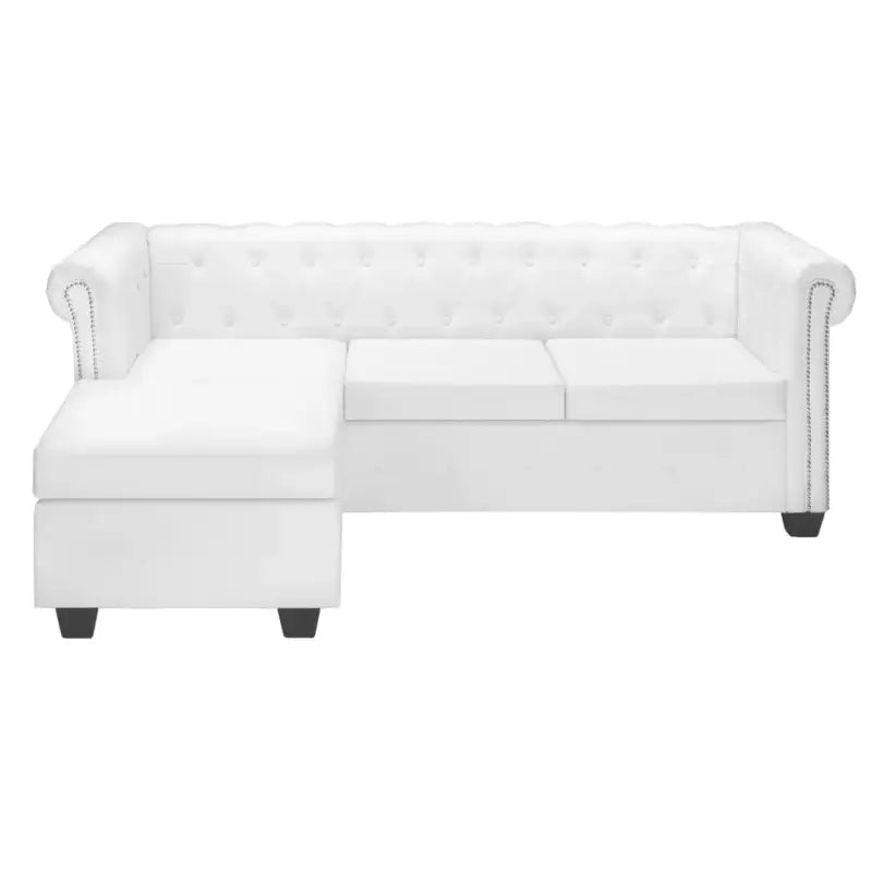 Chesterfield Bank met poef voor elegant comfort in elk interieur - Wit - Banken