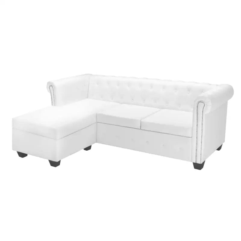 Chesterfield Bank met poef voor elegant comfort in elk interieur - Wit - Banken