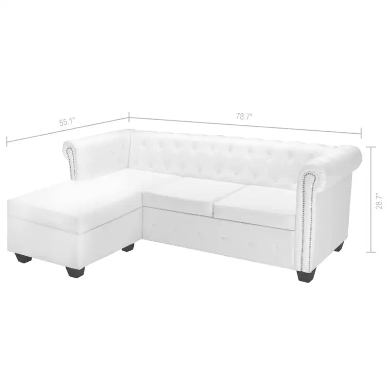 Chesterfield Bank met poef voor elegant comfort in elk interieur - Wit - Banken