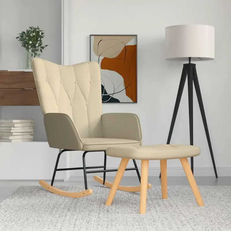 Chique en elegante schommelstoel met modern ontwerp - Crème / 1 / Met voetensteun - Schommelstoelen