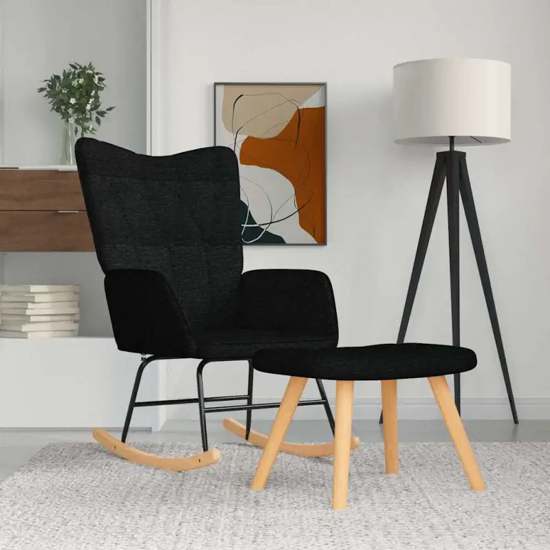 Chique en elegante schommelstoel met modern ontwerp - Zwart / 1 / Met voetensteun - Schommelstoelen