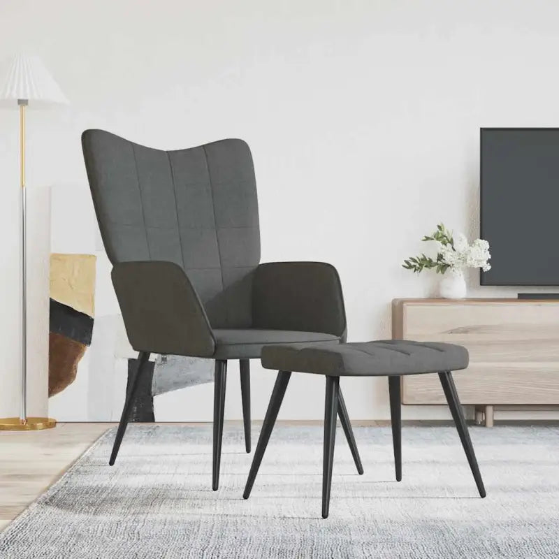 Chique en moderne relaxstoel met blokpatroon - Donkergrijs / 1 / Met voetensteun - Fauteuils & Relaxfauteuils