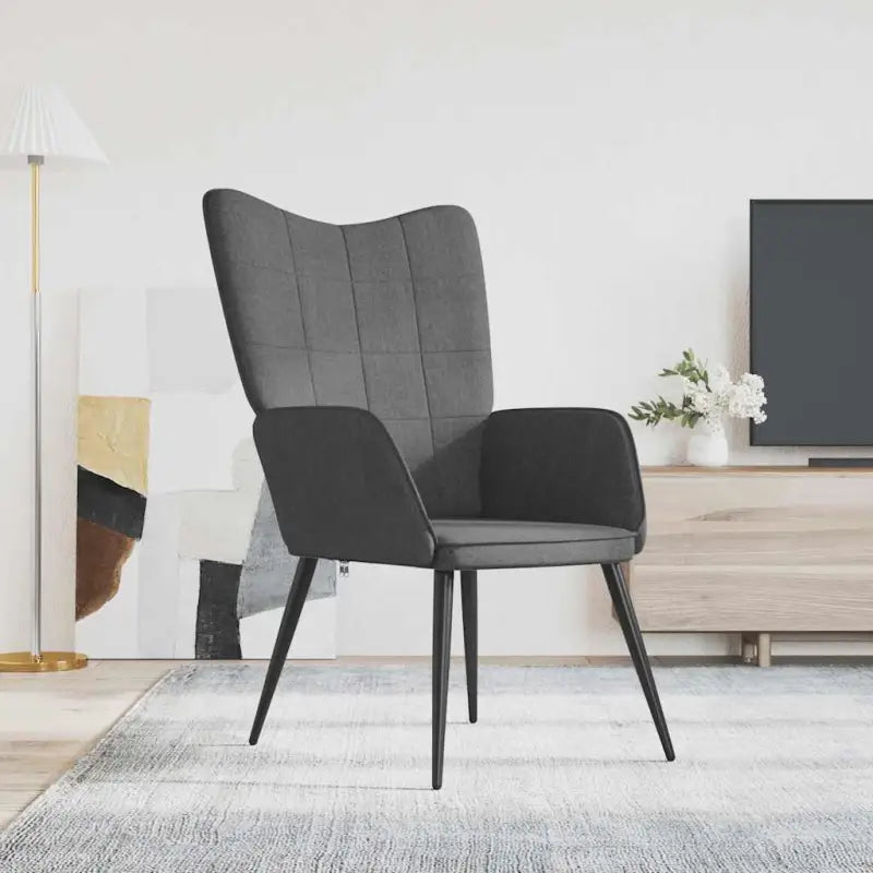 Chique en moderne relaxstoel met blokpatroon - Donkergrijs / 1 / Zonder voetensteun - Fauteuils & Relaxfauteuils