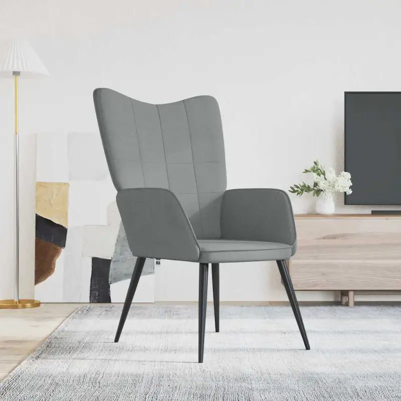 Chique en moderne relaxstoel met blokpatroon - Lichtgrijs / 1 / Zonder voetensteun - Fauteuils & Relaxfauteuils