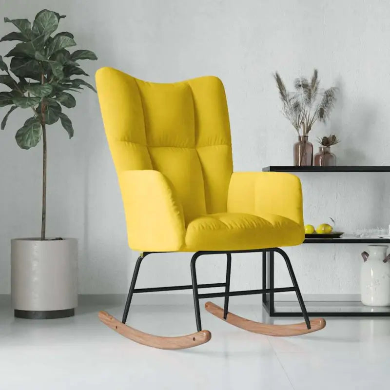 Chique schommelstoel met voetenbank en blokpatroon - Mosterdgeel / 1 / Zonder voetensteun - Schommelstoelen