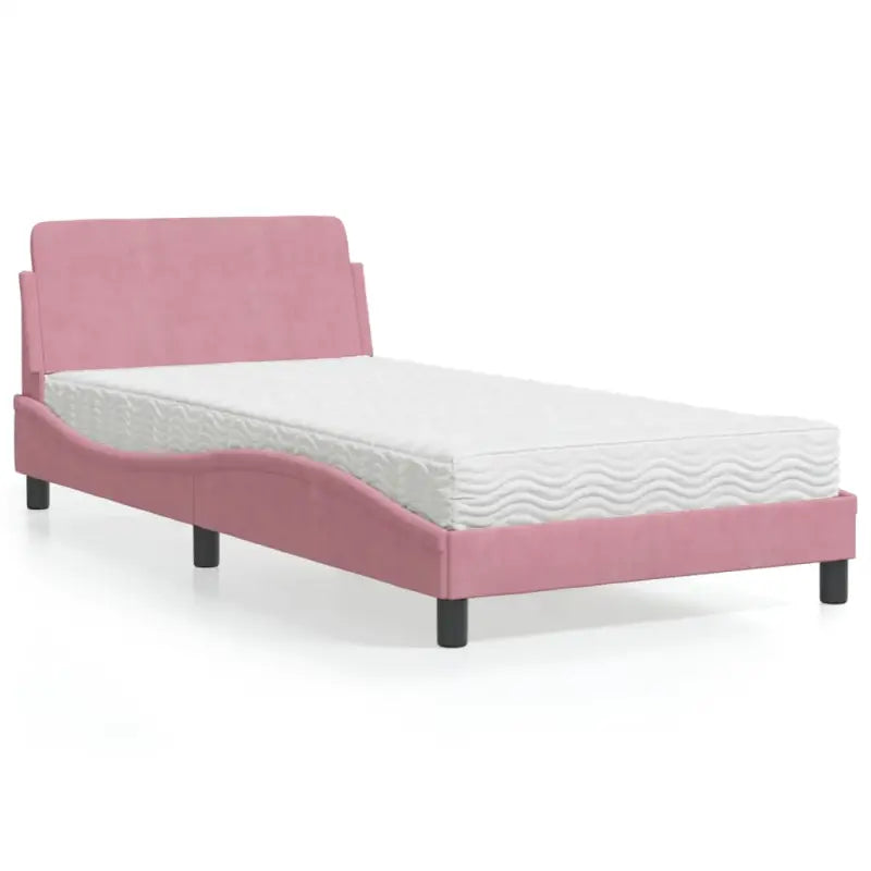 Comfortabel bed met multiplex lattenbodem en 22d PU-schuim voor optimale nachtrust - Roze / 100 x 200 cm - Bedden &