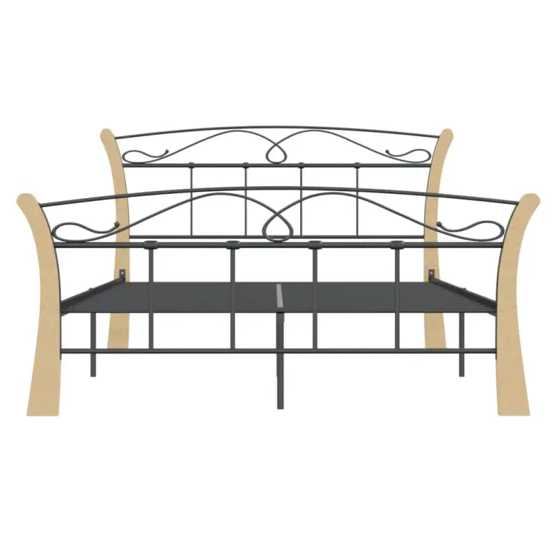 Comfortabel bedframe met massief eikenhout en gepoedercoat metaal - Bedden & bedframes