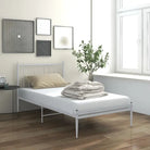 Comfortabel bedframe van gepoedercoat metaal voor een heerlijke nachtrust - Wit / 100 x 200 cm - Bedden & bedframes