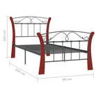 Comfortabel eenpersoons bedframe met massief eikenhout en gepoedercoat metaal - Bedden & bedframes
