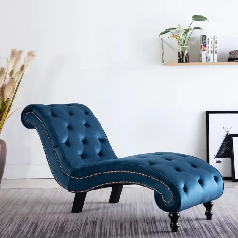 Comfortabele chaise longue met zachte fluwelen bekleding voor thuis - Blauw / 1 - Chaises longues