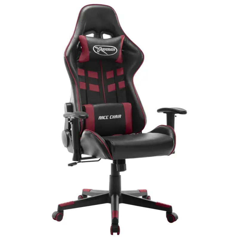 Comfortabele en stijlvolle gamingstoel met rug- en nekondersteuning - Zwart en wijnrood / 1 / Zonder voetensteun