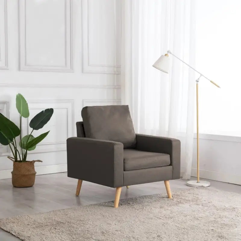 Comfortabele fauteuil met zachte stof en dik gevoerde vulling - Taupe / 1 - Fauteuils & Relaxfauteuils