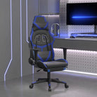 Comfortabele gamestoel met duurzaam kunstleer en eenvoudige reiniging - Zwart en blauw / 1 / Met voetensteun