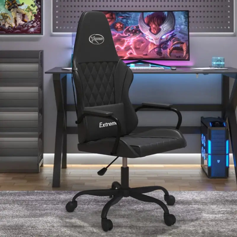Comfortabele gamingstoel met duurzaam kunstleer en gemakkelijke reiniging - Zwart / 1 - Gamingstoelen