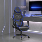 Comfortabele Gamingstoel met duurzaam kunstleer en vlekbestendige afwerking - Zwart en blauw / 1 / Met voetensteun