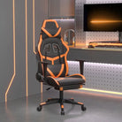 Comfortabele Gamingstoel met duurzaam kunstleer en vlekbestendige afwerking - Zwart en oranje / 1 / Met voetensteun