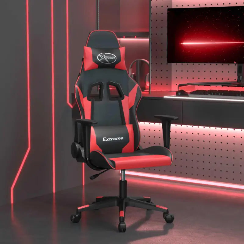 Comfortabele gamingstoel met duurzaam kunstleer en vlekbestendige afwerking - Zwart en rood / 1 / Zonder voetensteun