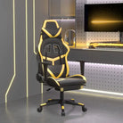 Comfortabele Gamingstoel met duurzaam kunstleer en vlekbestendige afwerking - Zwart en goud / 1 / Met voetensteun