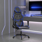 Comfortabele Gamingstoel met duurzaam kunstleer en vlekbestendige afwerking - Zwart en blauw / 1 / Zonder voetensteun