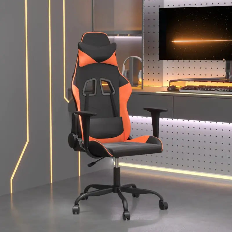 Comfortabele gamingstoel met duurzaam vlekbestendig kunstleer - Zwart en oranje / 1 / Zonder voetensteun - Gamingstoelen