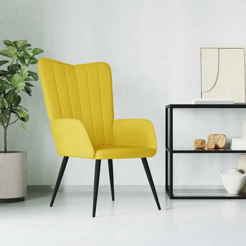 Comfortabele gestoffeerde relaxfauteuil met elegante lijnen - Mosterdgeel / 1 / Zonder voetensteun - Fauteuils &