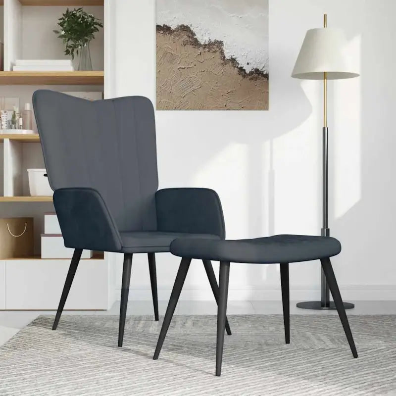 Comfortabele gestoffeerde relaxfauteuil met elegante lijnen - Donkergrijs / 1 / Met voetensteun - Fauteuils &