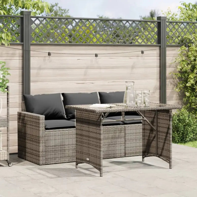 Comfortabele poly rattan tuinset voor gemakkelijk schoon en buiten genieten - Grijs / pe rattan and glass - Tuinsets