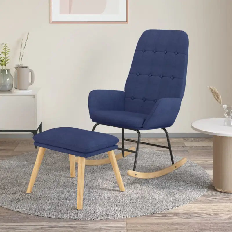 Comfortabele schommelstoel voor ontspanning met zachte bekleding - Blauw / 1 / Met voetensteun - Schommelstoelen