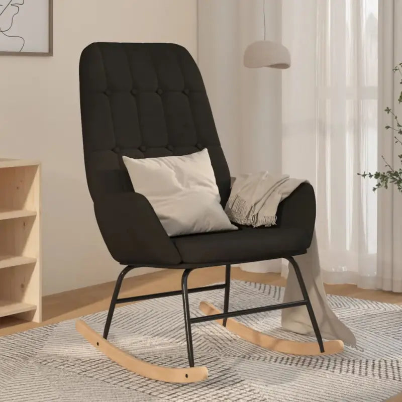 Comfortabele schommelstoel voor ontspanning met zachte bekleding - Zwart / 1 / Zonder voetensteun - Schommelstoelen