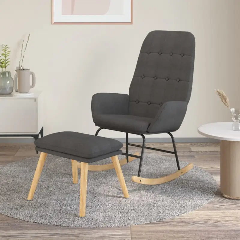 Comfortabele schommelstoel voor ontspanning met zachte bekleding - Donkergrijs / 1 / Met voetensteun - Schommelstoelen