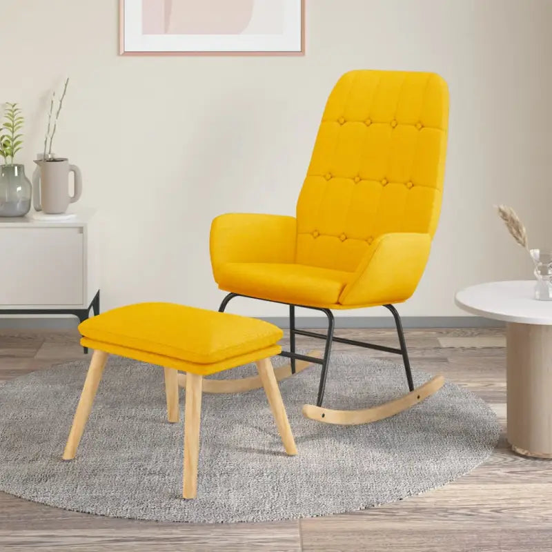 Comfortabele schommelstoel voor ontspanning met zachte bekleding - Geel / 1 / Met voetensteun - Schommelstoelen