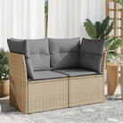 Comfortabele tuinbank van poly rattan met waterdichte zak voor buitengebruik - Beige en grijs / 1 / 2x hoek