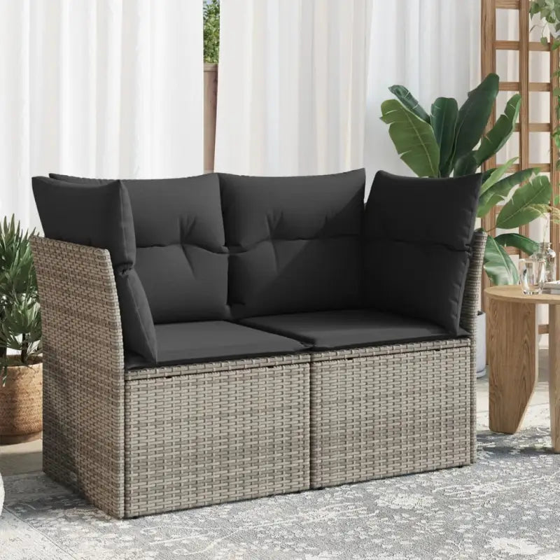 Comfortabele tuinbank van poly rattan met waterdichte zak voor buitengebruik - Grijs / 1 / 2x hoek - Loungebanken