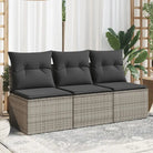 Comfortabele tuinbank van poly rattan met waterdichte zak voor buitengebruik - Grijs / 1 / 3x midden - Loungebanken