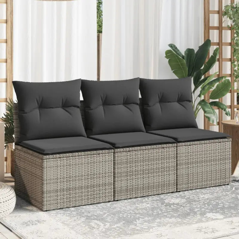 Comfortabele tuinbank van poly rattan met waterdichte zak voor buitengebruik - Grijs / 1 / 3x midden - Loungebanken