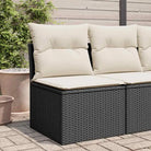 Comfortabele tuinbank van poly rattan met waterdichte zak voor buitengebruik - Zwart en crème / 1 / Middenbank
