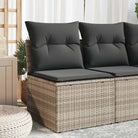 Comfortabele tuinbank van poly rattan met waterdichte zak voor buitengebruik - Lichtgrijs / 1 / Middenbank