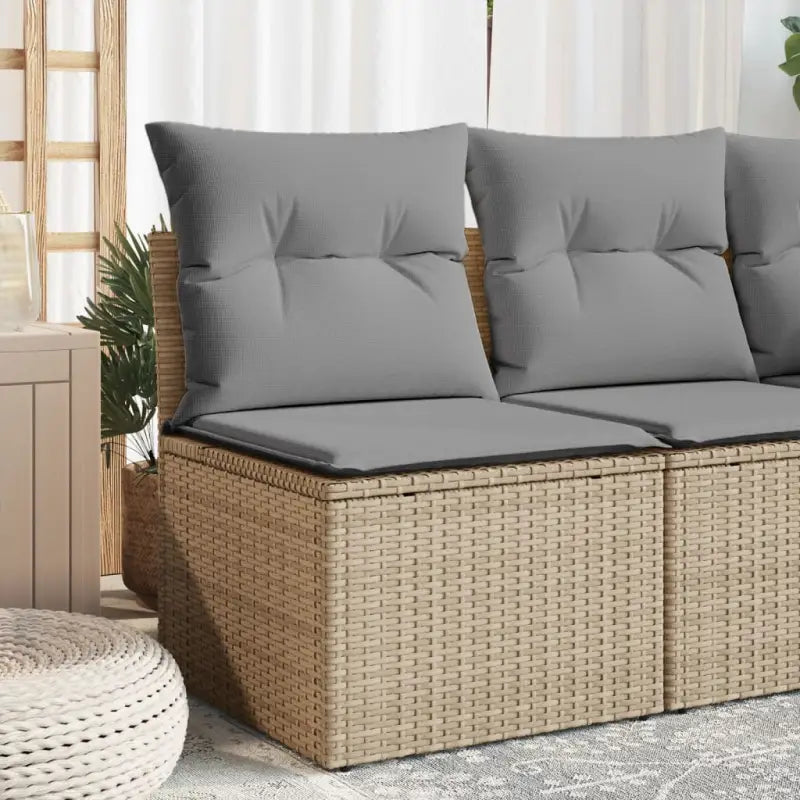 Comfortabele tuinbank van poly rattan met waterdichte zak voor buitengebruik - Beige en grijs / 1 / Hoekbank