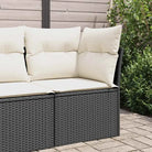 Comfortabele tuinbank van poly rattan met waterdichte zak voor buitengebruik - Zwart en crème / 1 / Hoekbank