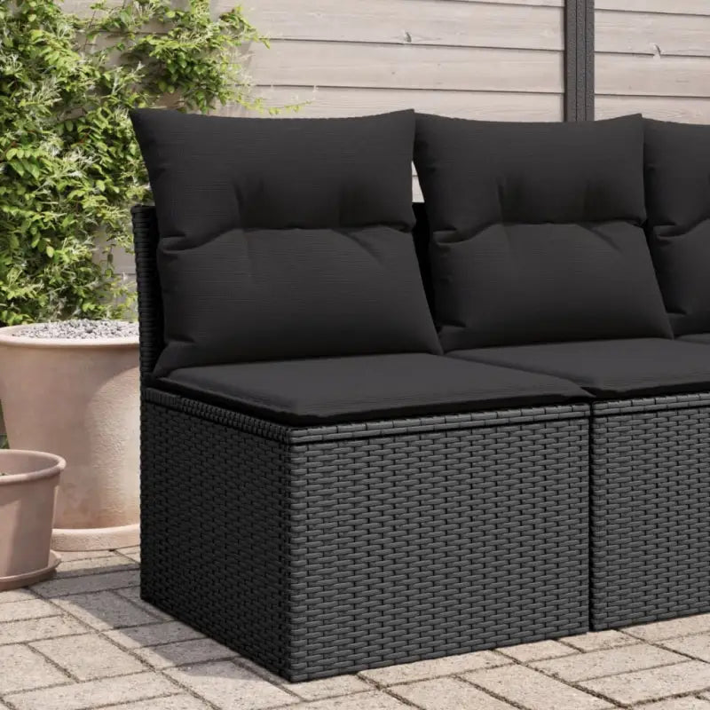 Comfortabele tuinbank van poly rattan met waterdichte zak voor buitengebruik - Zwart / 1 / Middenbank - Loungebanken
