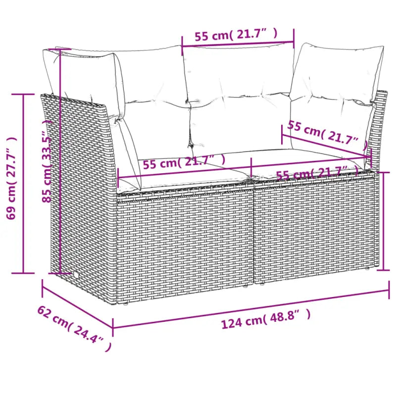Comfortabele tuinbank van poly rattan met waterdichte zak voor buitengebruik - Loungebanken